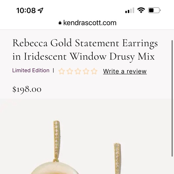 🥳🥳🥳💜FOUND!💜🥳🥳🥳Kendra Scott Rebecca Statement Earrings in Window Drusy - Picture 2 of 2